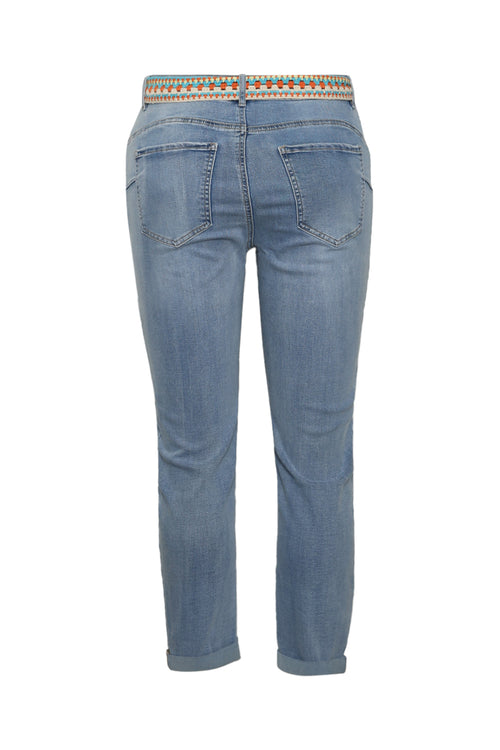 Jeans Louise slim 3/4 met fantasie riem-Paprika-2