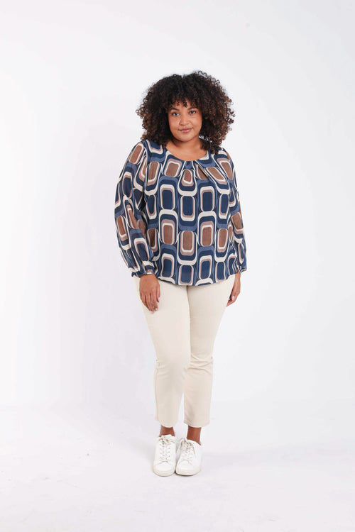 Blouse imprimé graphique-Paprika-6