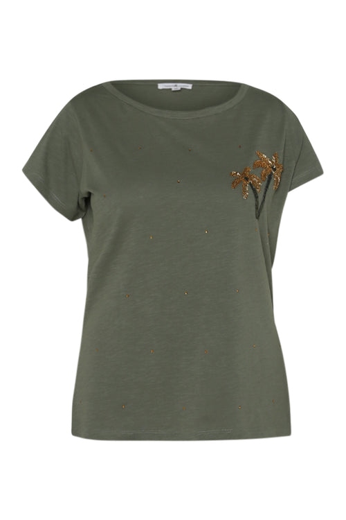 T-shirt van katoen met palmbomen in pailletten-Paprika-3