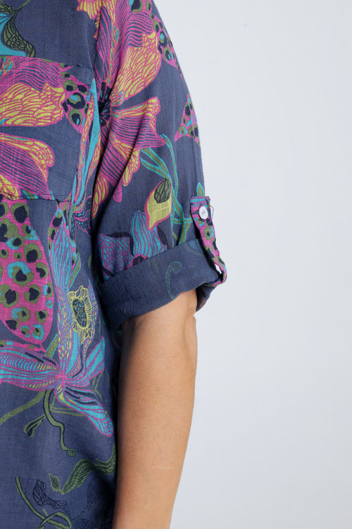 Blouse van katoenen mousseline met bloemenprint-Paprika-3
