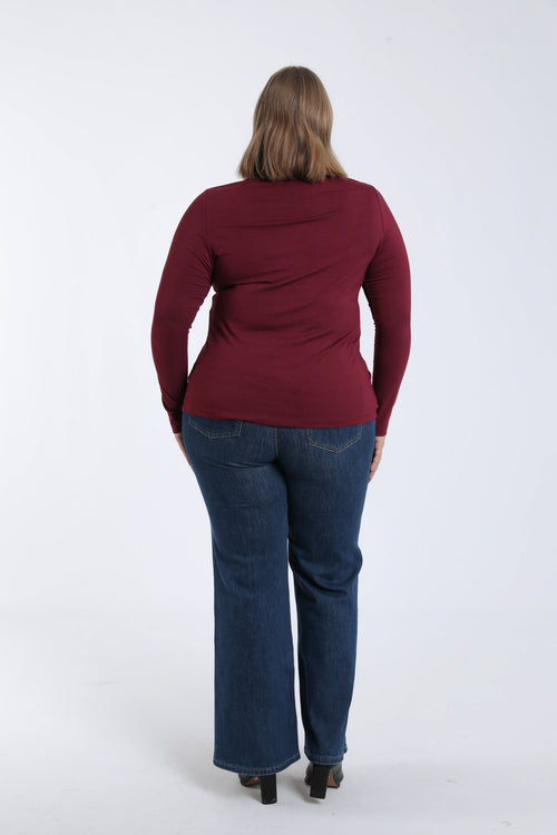 Effen coltrui T-shirt van viscose-Paprika-1