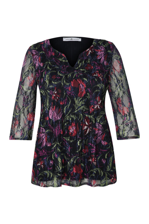 Tunique en dentelle imprimé fleurs folk-Paprika-8