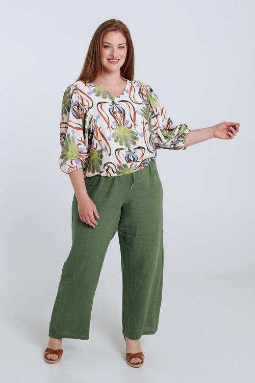 Bloes van viscose met bloemenprint-Paprika-9
