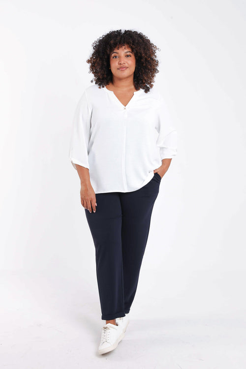 Effen blouse met sieraden detail-Paprika-8