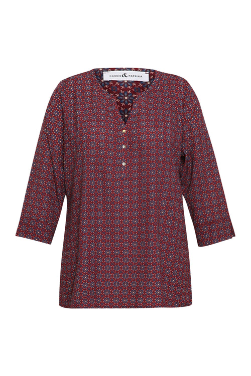 Blouse met grafische print-Paprika-1