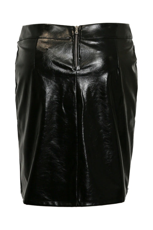 Korte rok van effen vinyl-Paprika-2