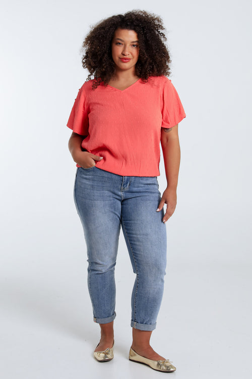 Effen viscose blouse-Paprika-7