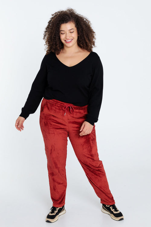 Pantalon chino uni en velours-Paprika-8