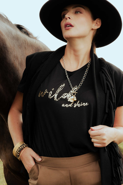 Effen katoenen T-shirt met Wild and shine-opdruk-Paprika-1