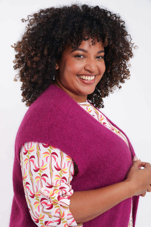 Effen mouwloos gilet-Paprika-4