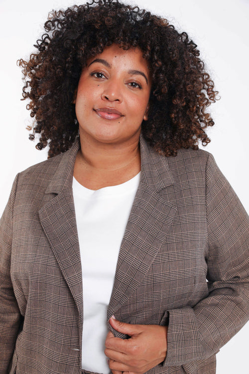 Blazer à carreaux avec lurex-Paprika-4