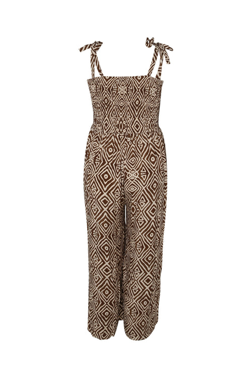 Overall van viscose met etnische print smock-Paprika-2