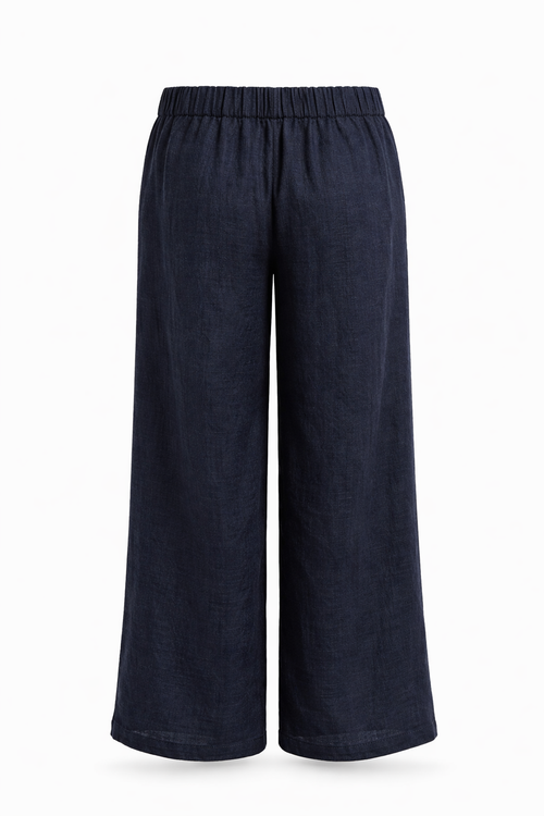 Wijde broek van effen viscose-Paprika-1