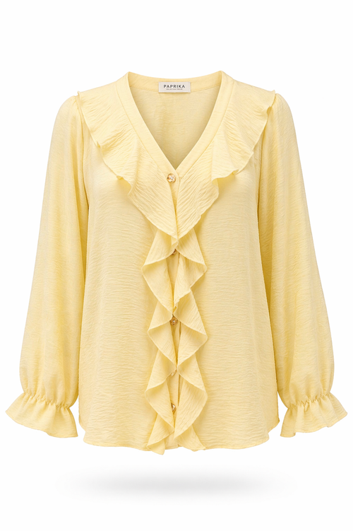 Effen blouse met ruches-Paprika-10