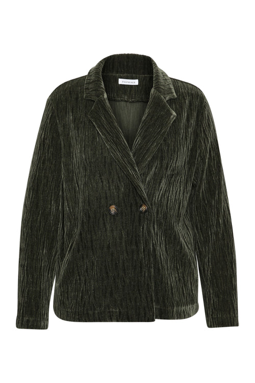 Effen blazer van geplooid fluweel-Paprika-9