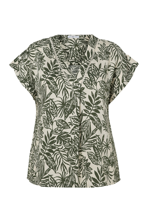  Blouse met bladmotief-Paprika-10