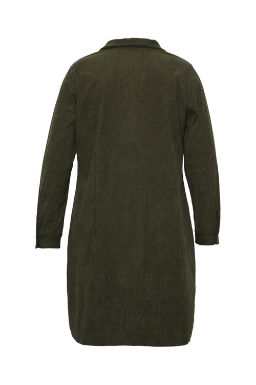 Robe courte unie en velours côtelé-Paprika-8