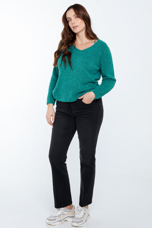 Effen, lusgebreide trui-Paprika-8