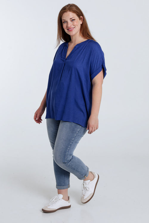 Blouse van viscose met lurexstrepen-Paprika-8