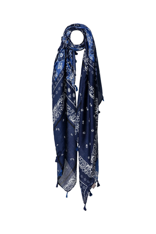 Sjaal van viscose en katoen met bandana-print-Paprika-1