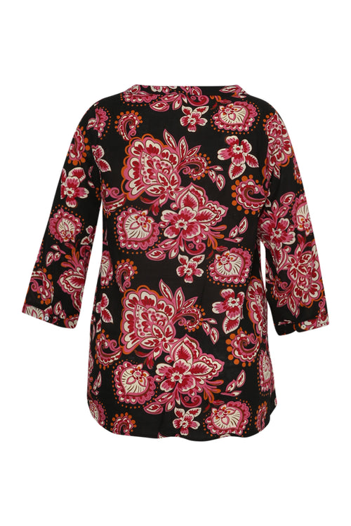 Blouse van katoen en viscose met paisleyprint-Paprika-9