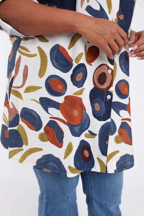Lange blouse van viscose met klaproosprint-Paprika-6