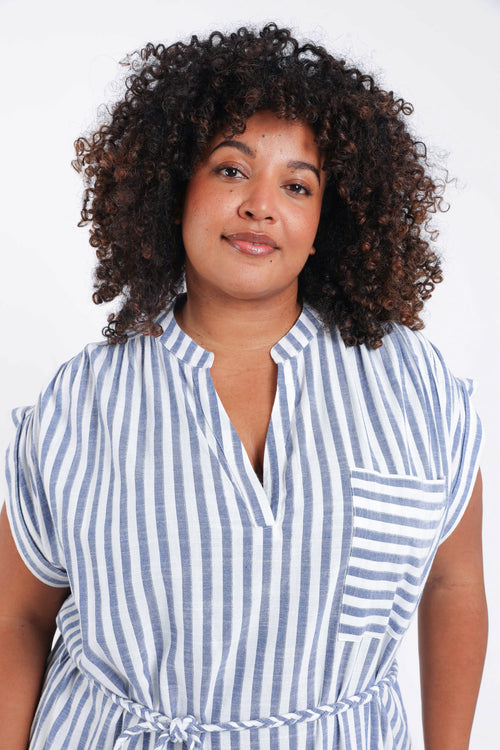 Robe longue en viscose rayée-Paprika-3