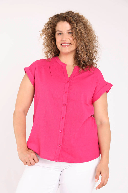 Top en coton uni-Paprika-1