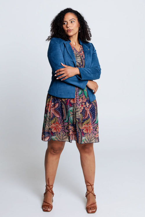 Kort, effen motorjasje met suède-effect-Paprika-8