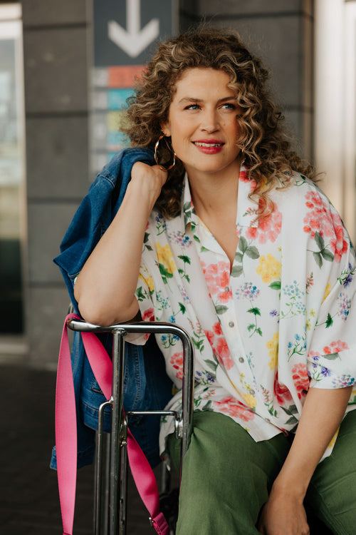 Blouse van viscose met bloemenprint-Paprika-1