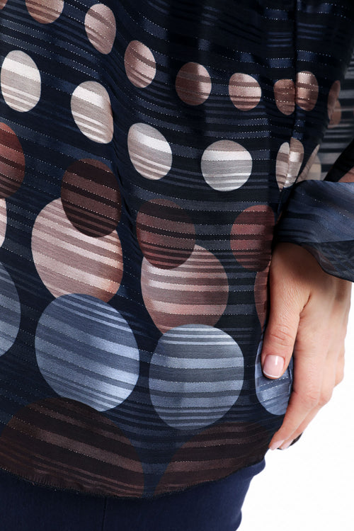 Plissé blouse met ronde print-Paprika-4