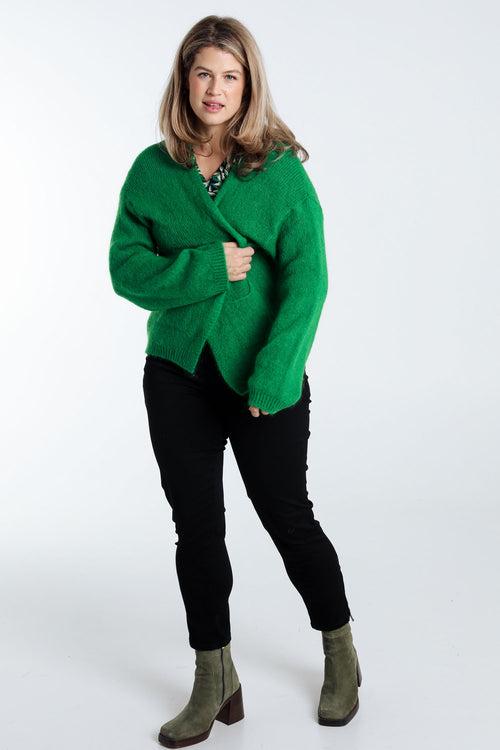 Effen, open cardigan in zacht mohair-Paprika-7