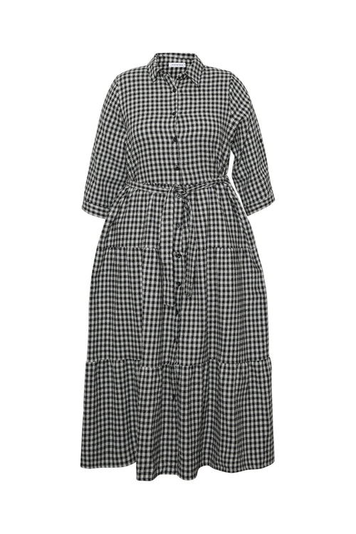 Robe longue imprimé vichy-Paprika-2