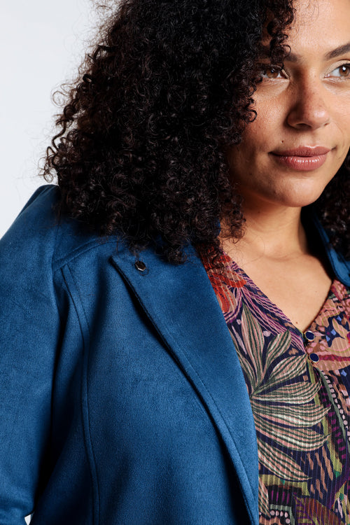 Kort, effen motorjasje met suède-effect-Paprika-6