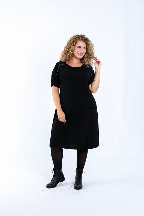 Effen korte jurk-Paprika-6