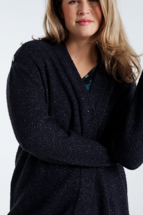 Lange, effen cardigan met sjaalkraag en decoratieve knopen-Paprika-6