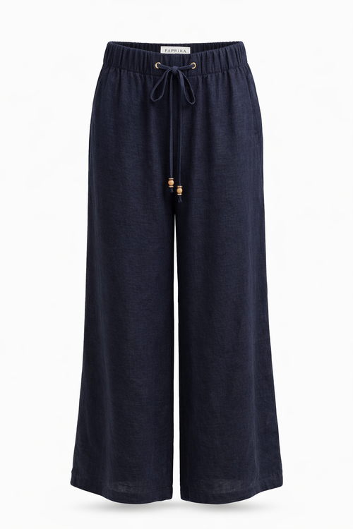 Wijde broek van effen viscose-Paprika-1