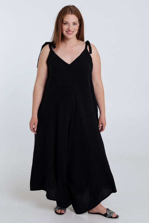 Effen linnen en viscose combinatie-Paprika-1