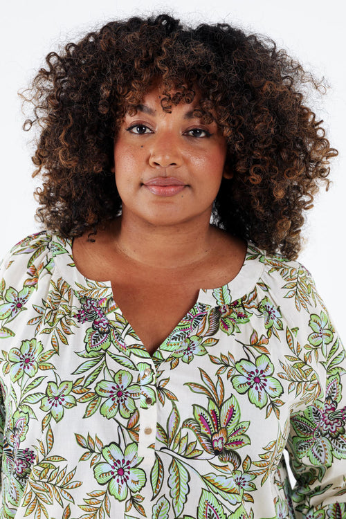 Katoenen blouse met bloemenprint-Paprika-3