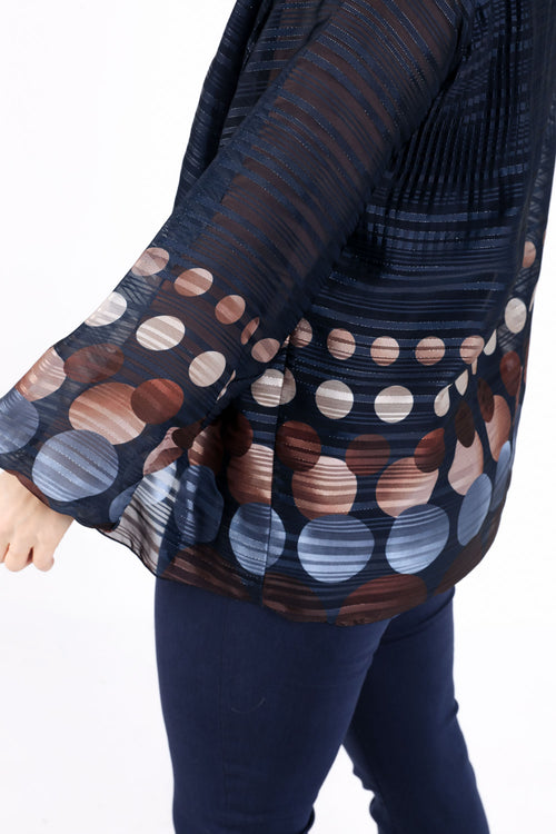 Plissé blouse met ronde print-Paprika-1