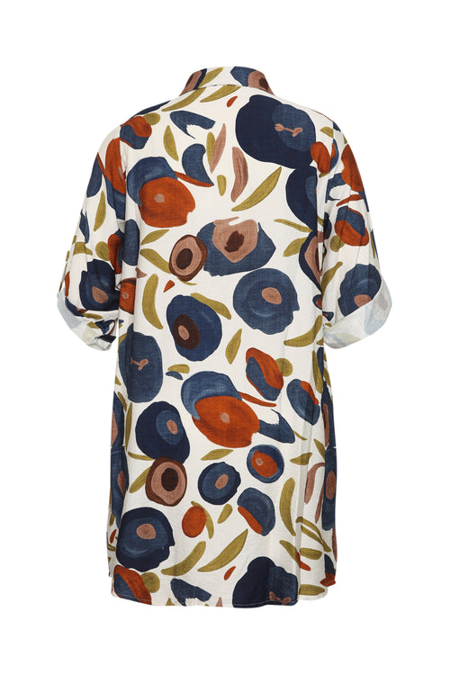 Lange blouse van viscose met klaproosprint-Paprika-11