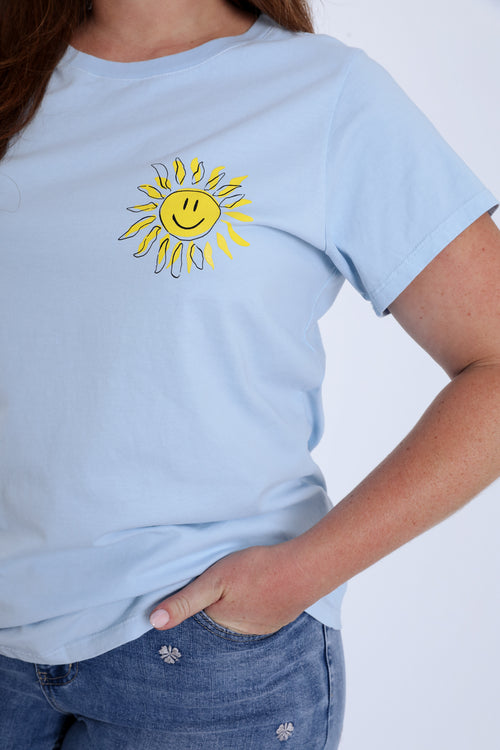 T-shirt en coton uni avec imprimé soleil-Paprika-5