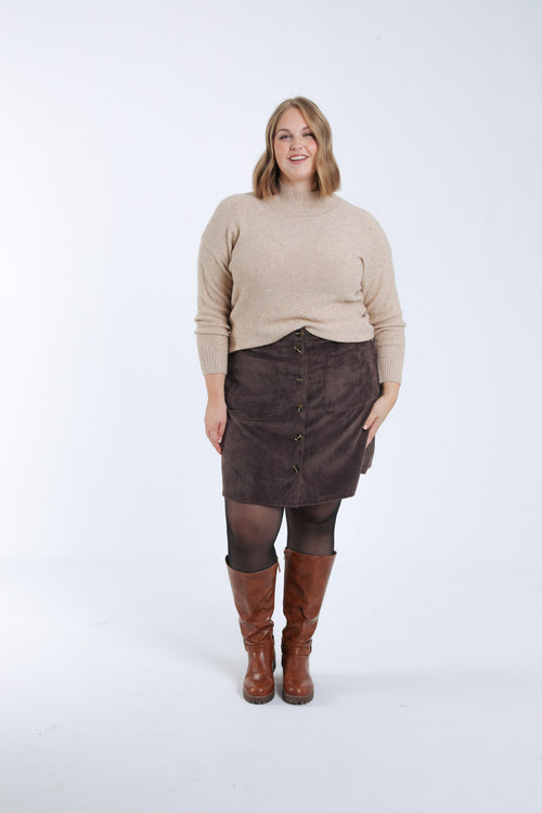 Trui met col in één kleur en glinsterend effect-Paprika-6