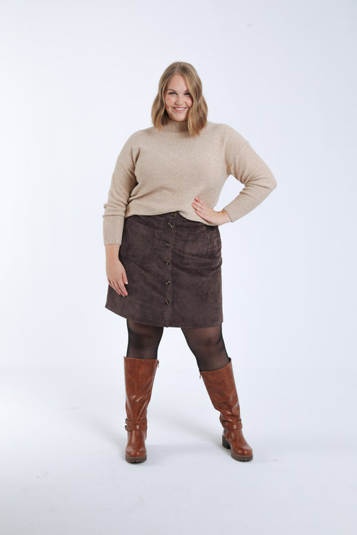 Trui met col in één kleur en glinsterend effect-Paprika-7