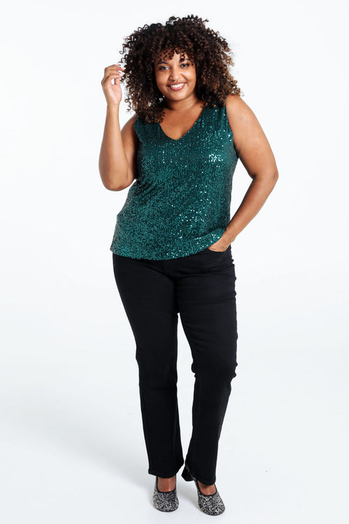 Top sans manches à paillettes-Paprika-7