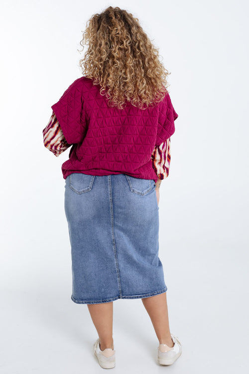 Gewatteerde effen kimono jas-Paprika-2