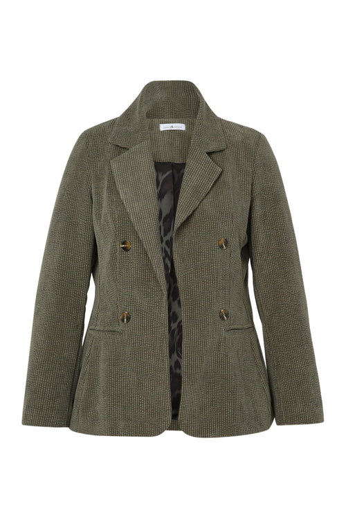 Korte, effen blazer in fluweel met voering in dierenhuidmotief-Paprika-10
