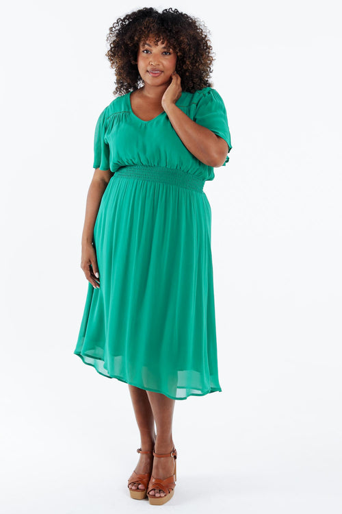 Lang unifoon Viscose jurk-Paprika-9