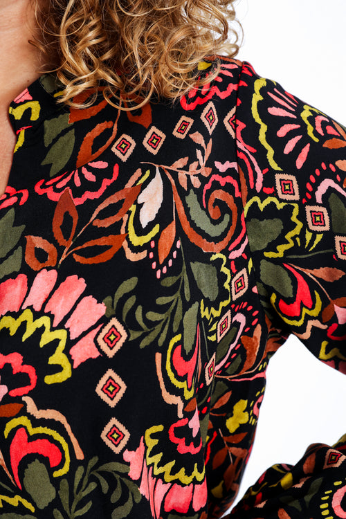 Blouse van bedrukt viscose in folkstijl-Paprika-4