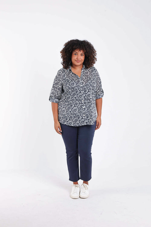 Blouse van katoen met bloemenprint-Paprika-7